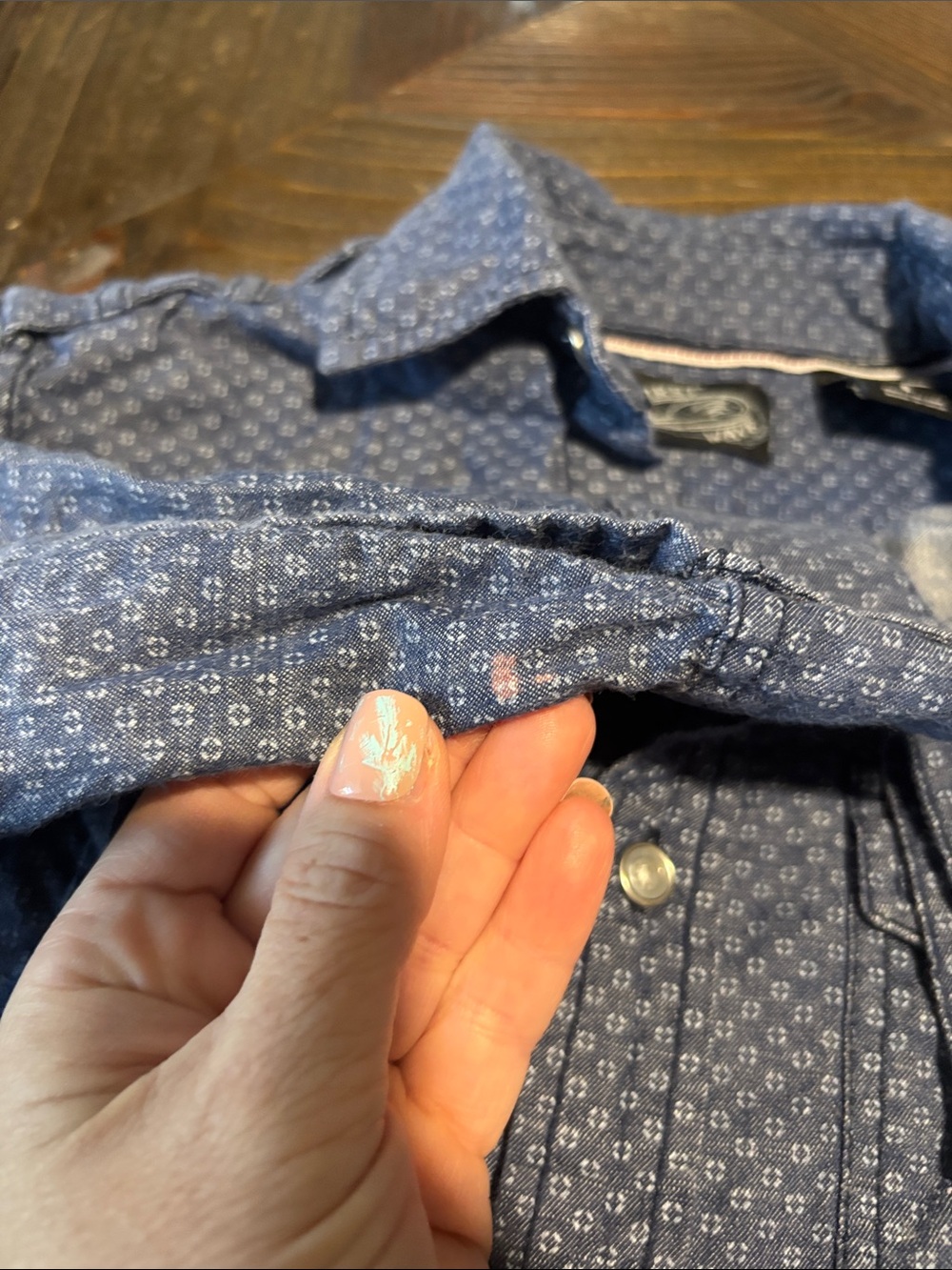 First Wave Blue Patterned Button-Down Shirt - Picture 8 of 11